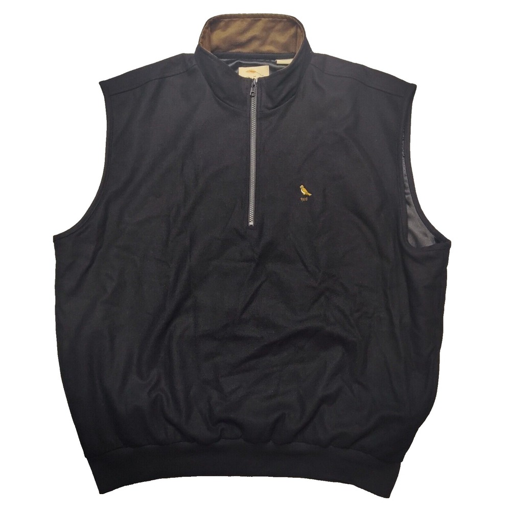 Bob Timberlake‎ Signature Collection Men Large Wool Blend 1/4 Zip Black Vest